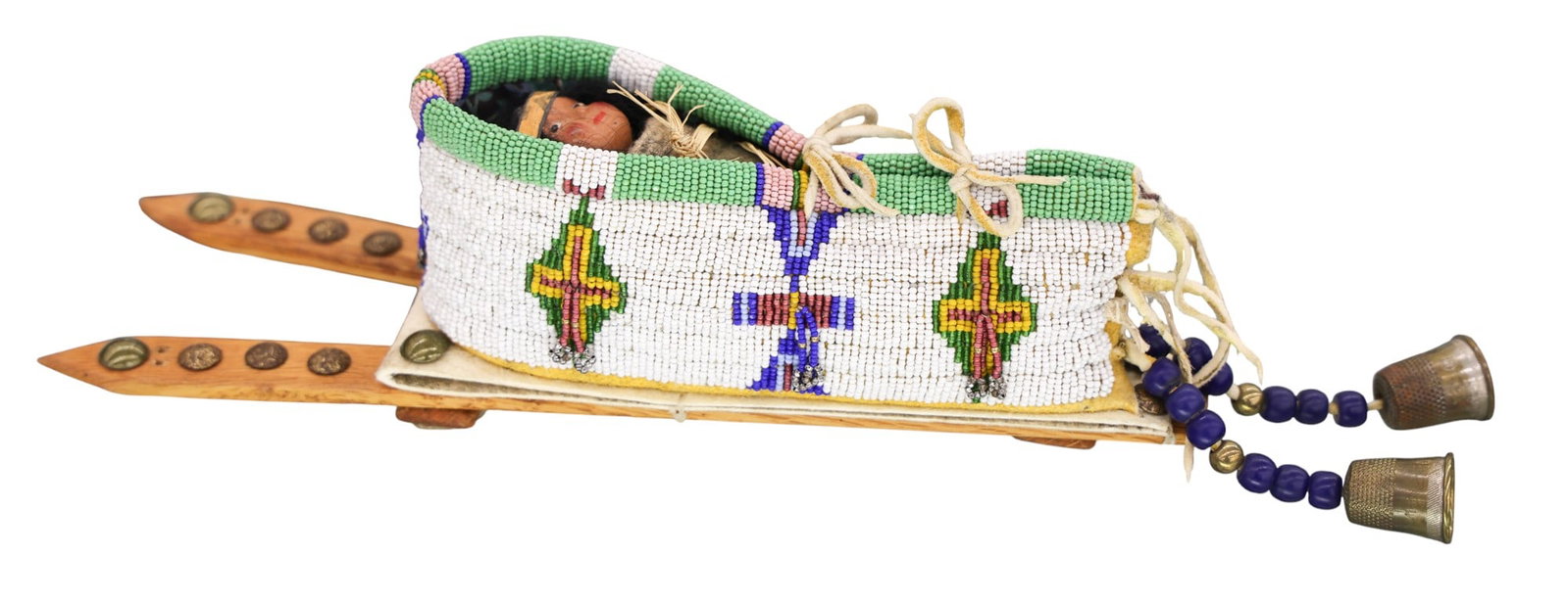 Old Plains Indian Beaded Doll Cradleboard (1 of 2)