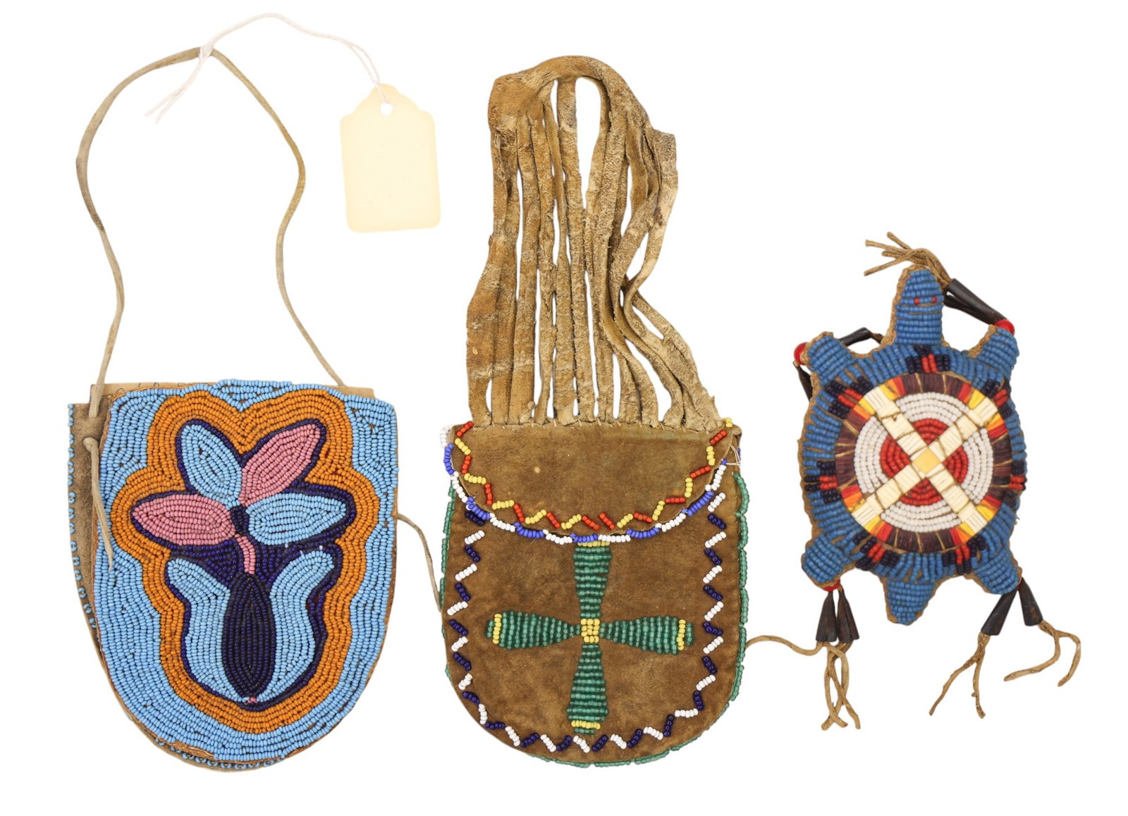 3pc Old Plains Indian Beaded Bags and Fetish (1 of 2)