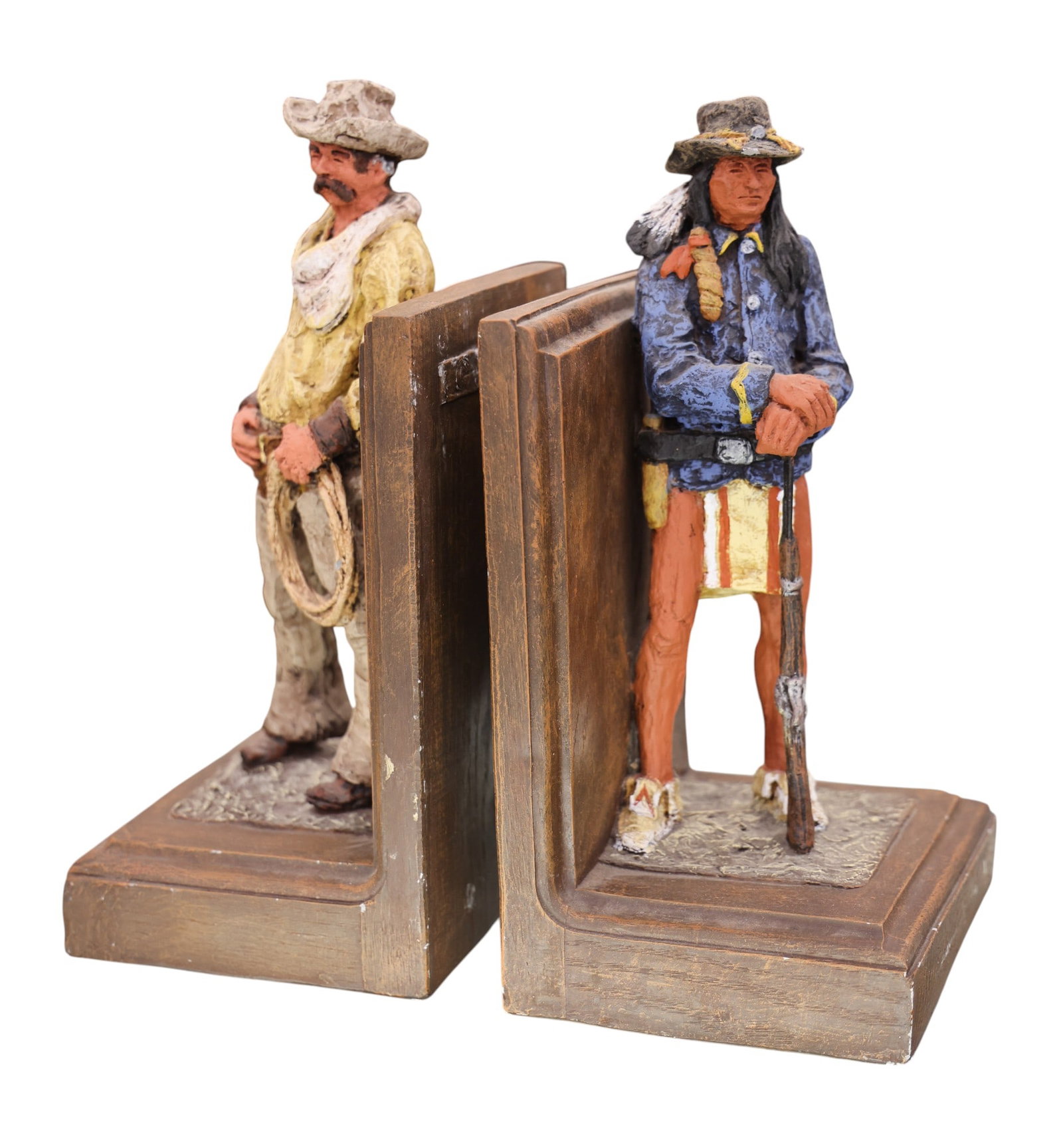 Pair Daniel Monfort 1990 Western Themed Bookends (1 of 1)
