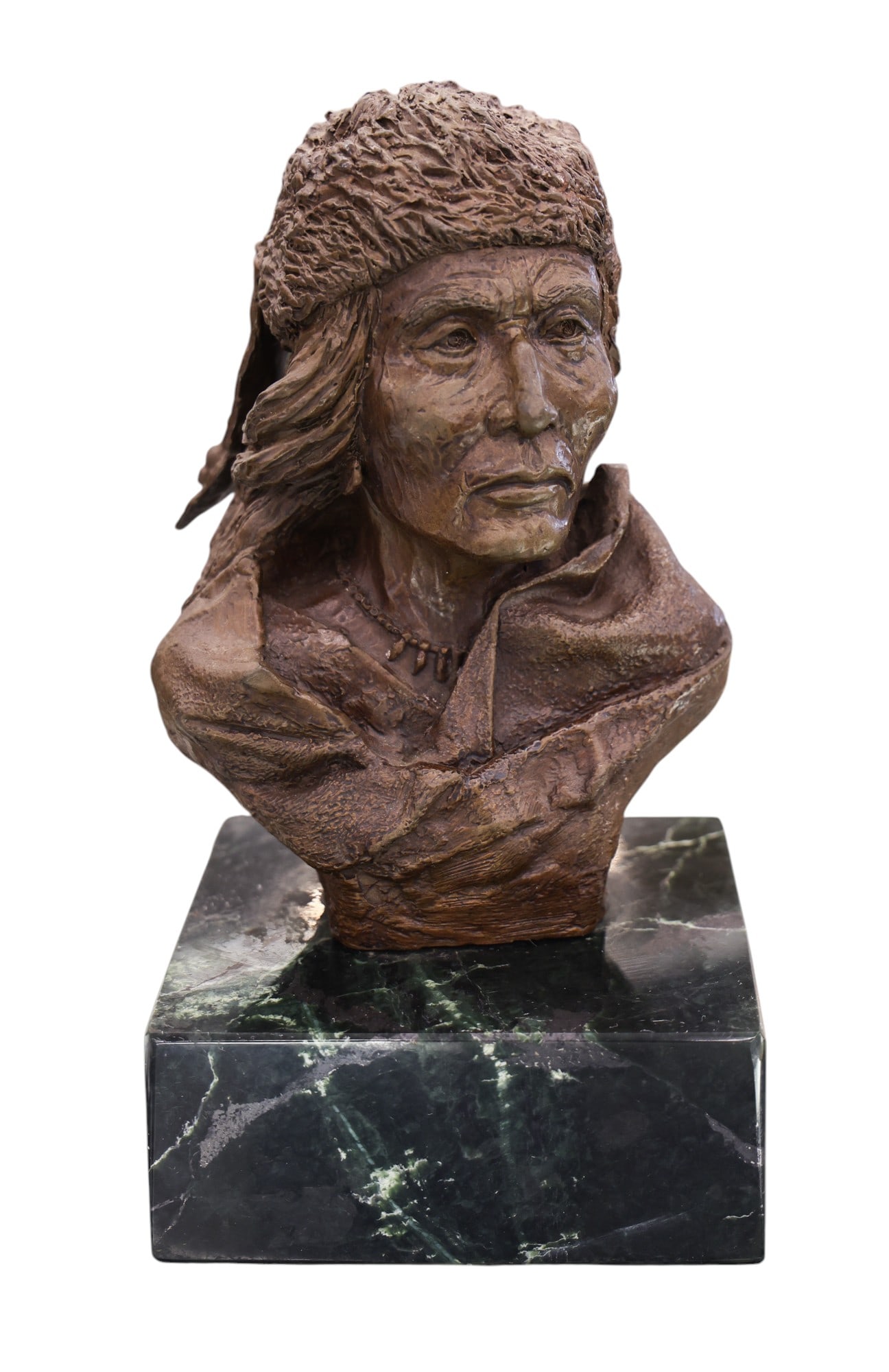 J. Ritter "Native Elder" Bronze Bust Sculpture: J. Ritter "Native Elder" Bronze Bust Sculpture 9"x5". Signed on verso. Excellent condition. It weighs 10 pounds.