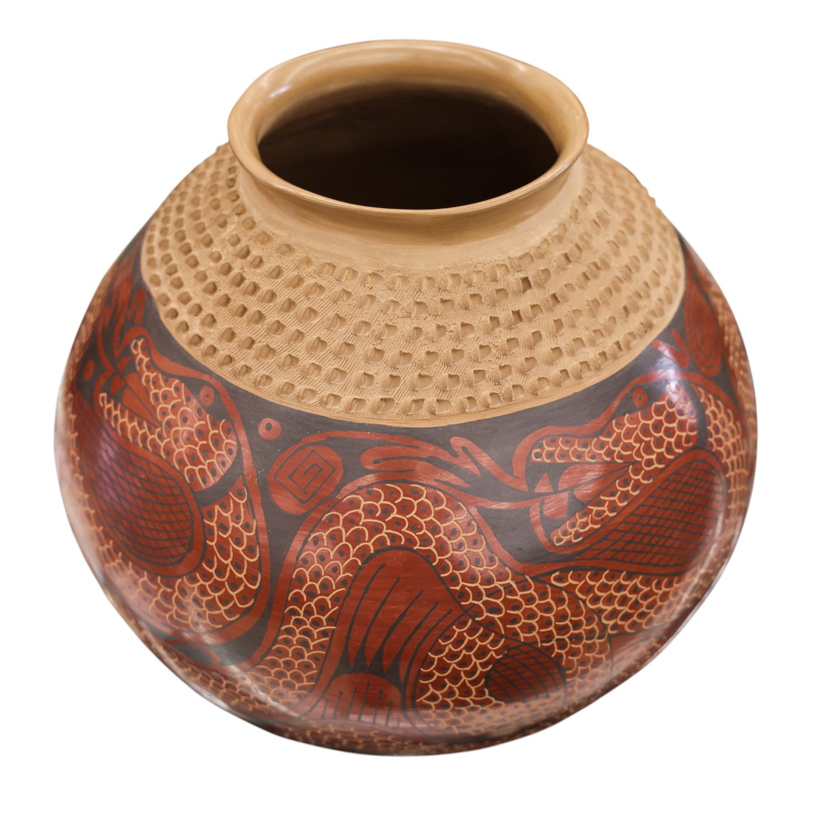 Mata Ortiz Large Polychrome Snake Jar by Daniel Gonzales - 2