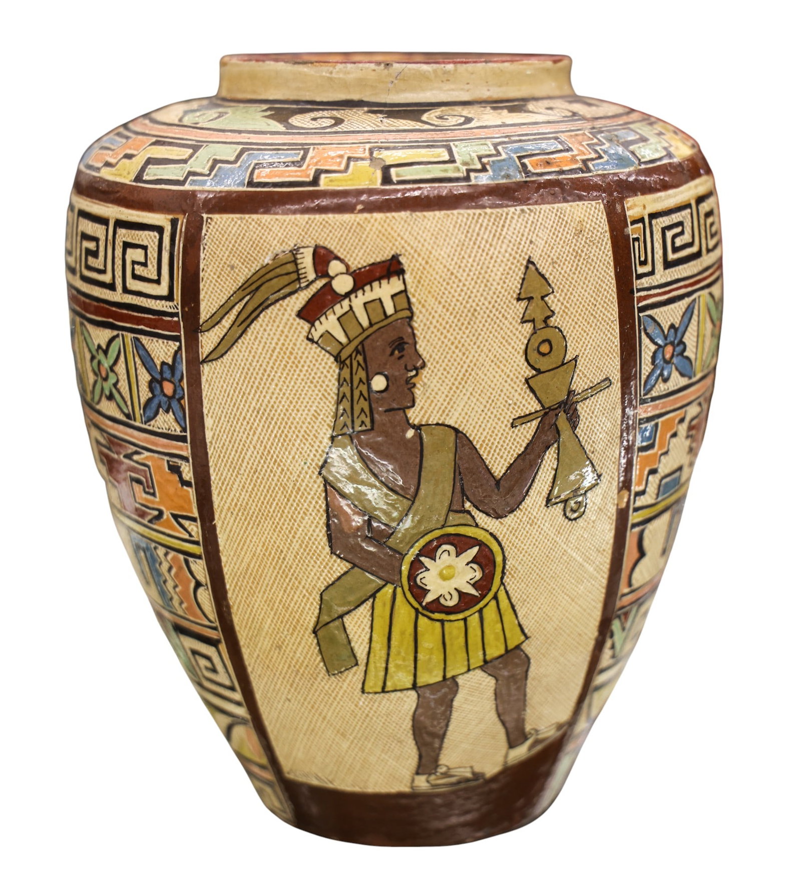Vintage Agustin Lucano Mexican Tlaquepaque Pottery Vase (1 of 3)