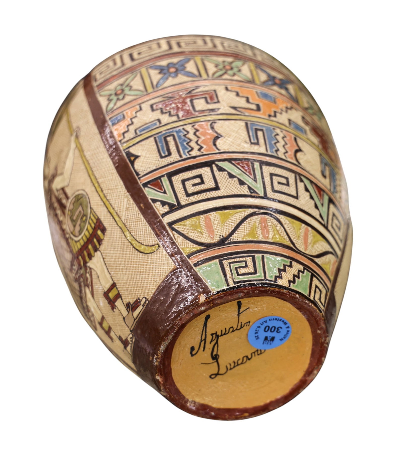 Vintage Agustin Lucano Mexican Tlaquepaque Pottery Vase - 3