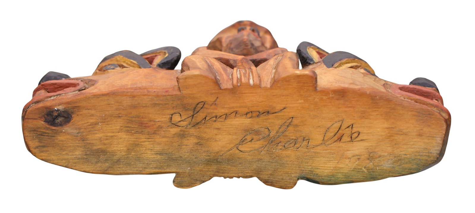 Simon Charlie "Bear and Man" 1982 Cedar Carving - 2