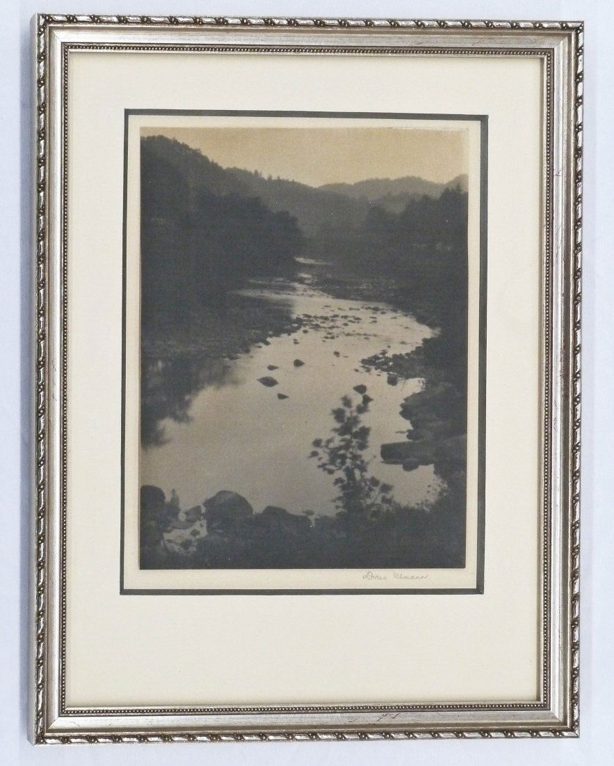 Doris Ulmann (1882-1934 American) Untitled River Scene: Doris Ulmann (1882-1934 American) Untitled River Scene Photograph Platinum Print 8''x6''. Tipped in along top to matt. Signed in pencil on matt l.r. Professionally framed in acid free materials.