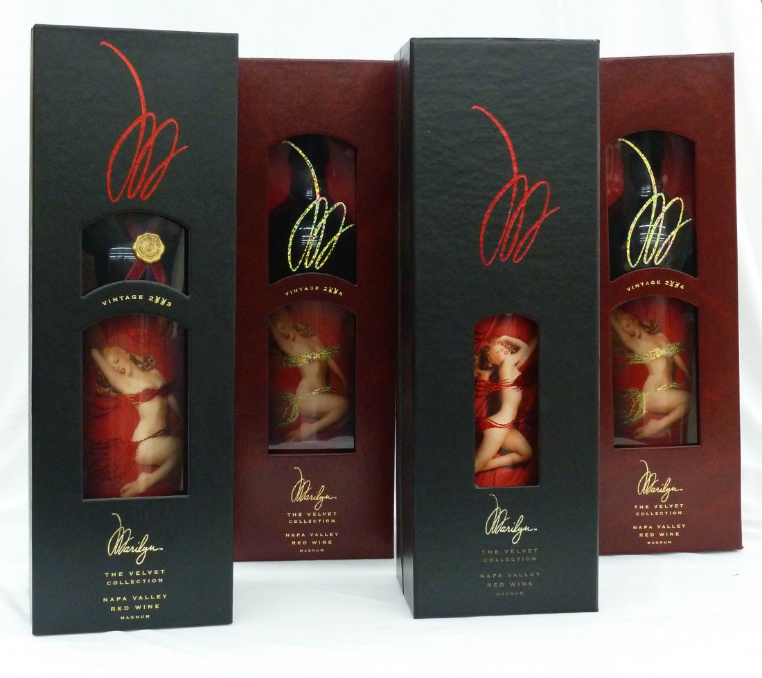 (4) Marilyn Monroe Merlot Magnum Bottles Collectible: (4) Marilyn Monroe Merlot Magnum Bottles Collectible Wine in Boxes. Includes 2002, 2003, and (2) 2004 bottles. All stored correctly and unopened.
