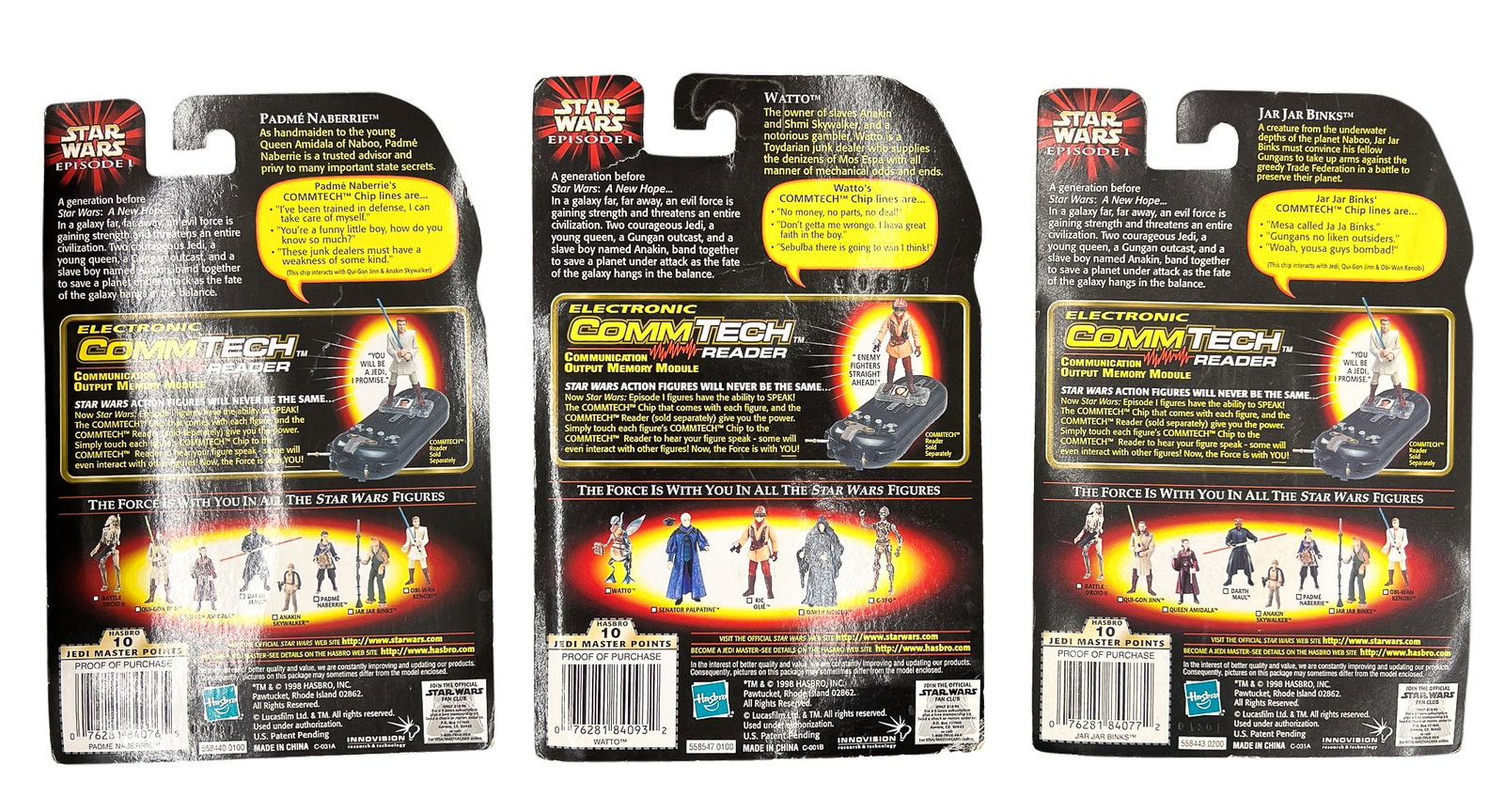 3pc Star Wars The Phantom Menace Action Figures in Sealed Boxes - 2