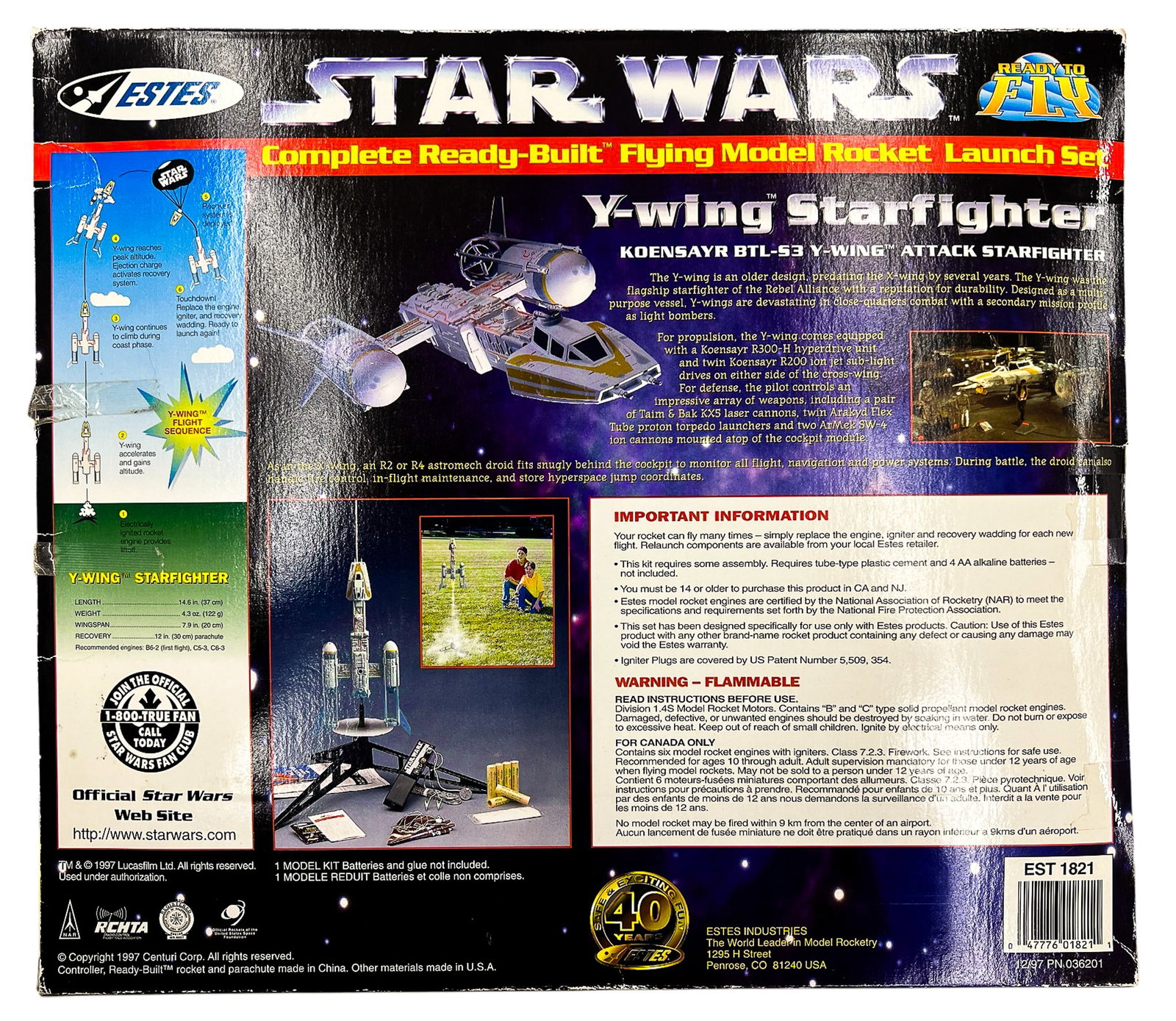 Star Wars Estes Y-Wing Starfighter Flying Model Rocket Launch Set w/ Box - 2