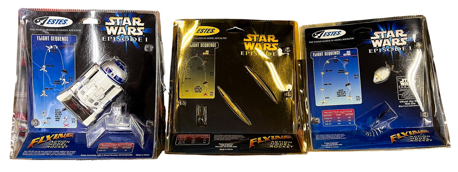 3pc Star Wars Episode I Estes Flying Action Model Rockets in Boxes - 2