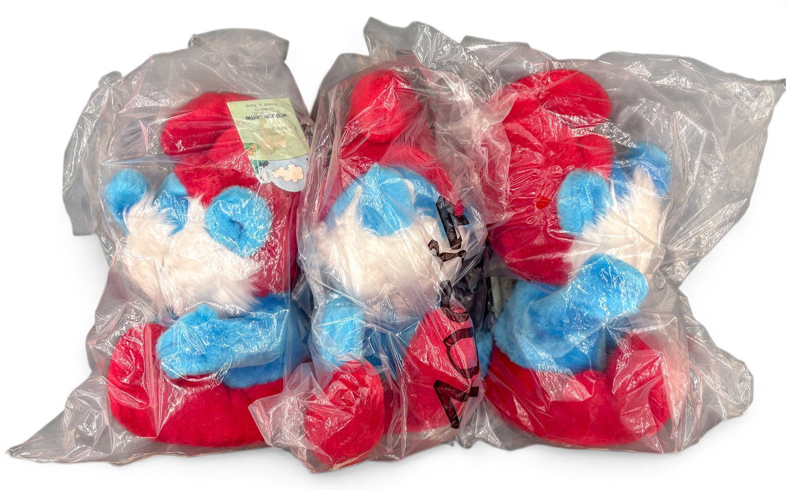 3pc 1979 Wallace & Berrie Co. Papa Smurf Plush Toys: 3pc 1979 Wallace & Berrie Co. Papa Smurf Beanbag Plush Toys. 10.25" H each.