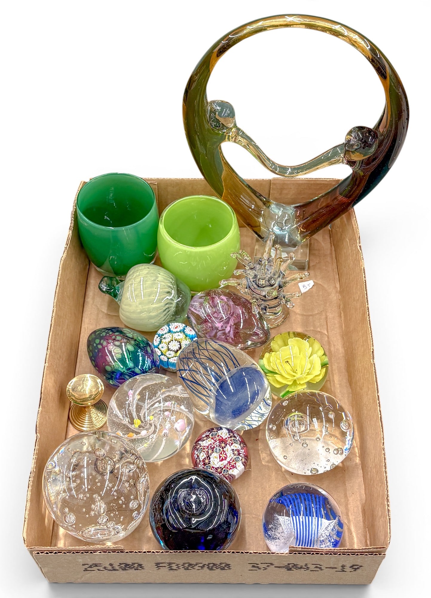 17pc Glass Paperweights, Sculptures, Votives, etc.: 17pc Glass Paperweights, Sculptures, Votives, etc. 11.5" H Largest