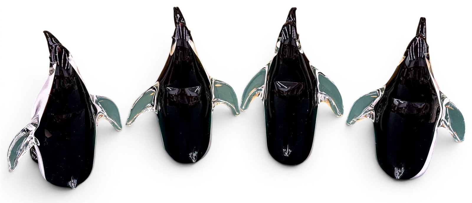 4pc Art Glass Penguins - 2