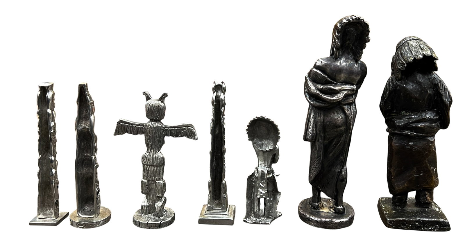 7pc Metal Native Figures & Totems - 2