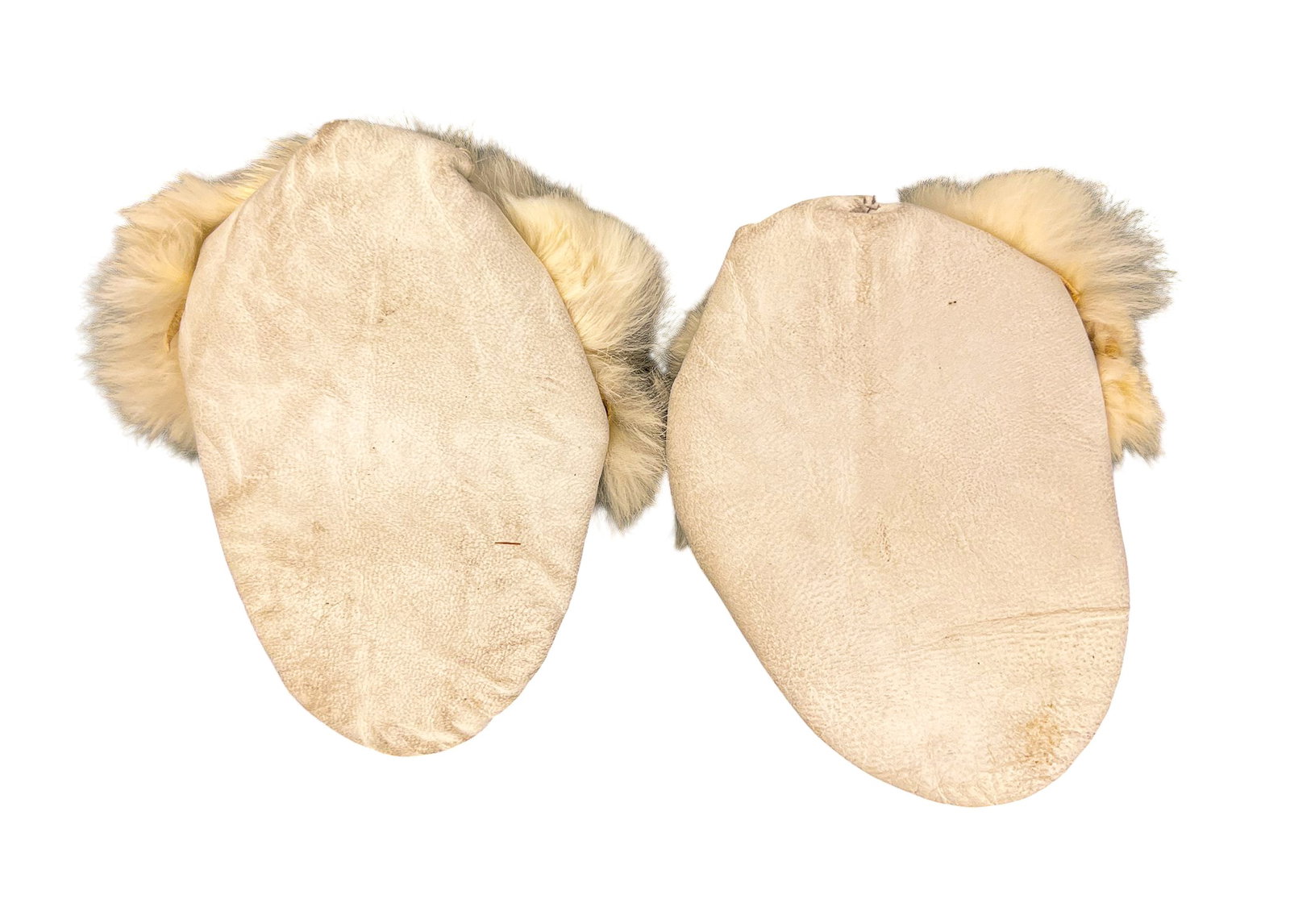 Pair Leather & Fur Beaded Children's Mocassins - 2