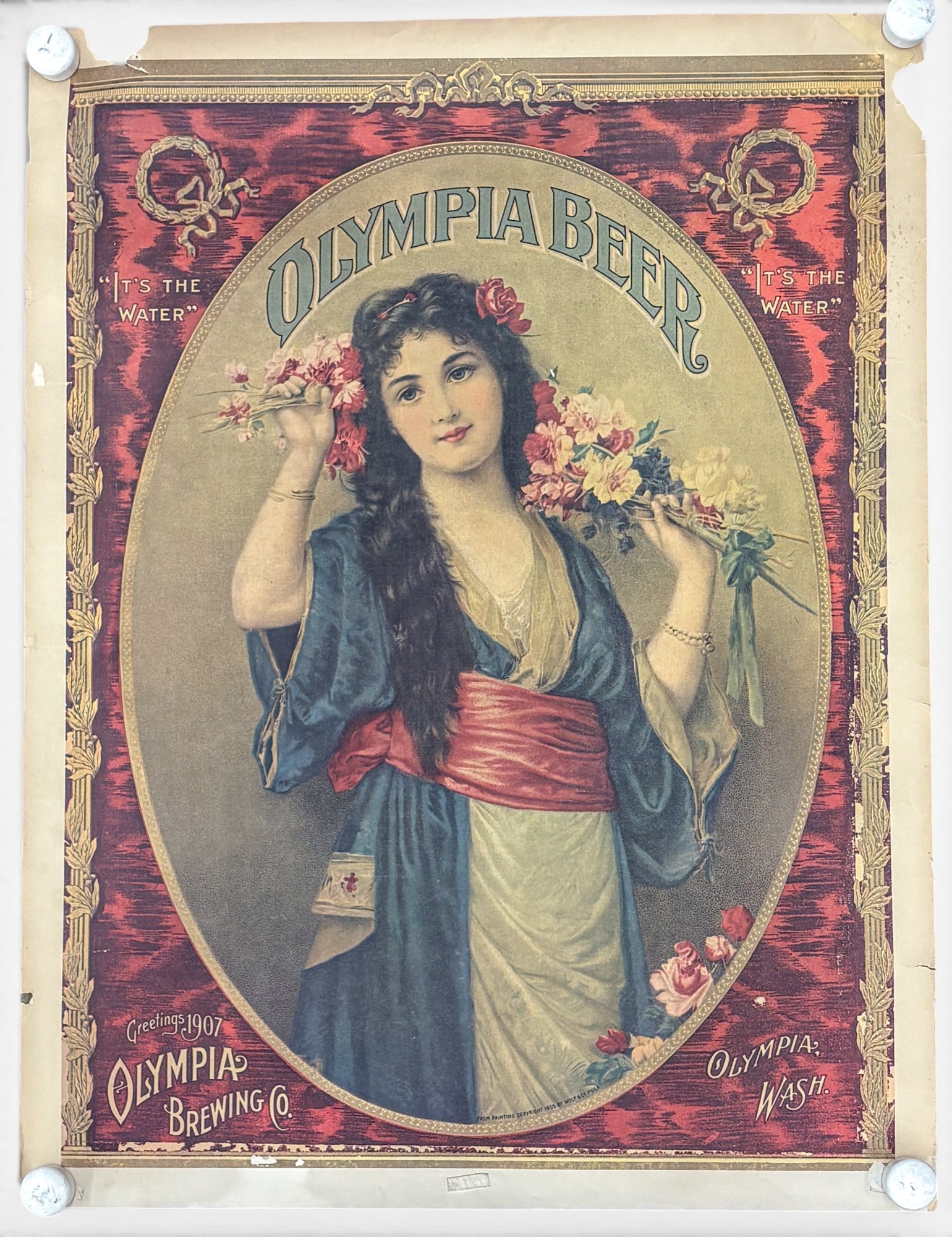 2pc Antique & Vintage Olympia Beer Posters - 2