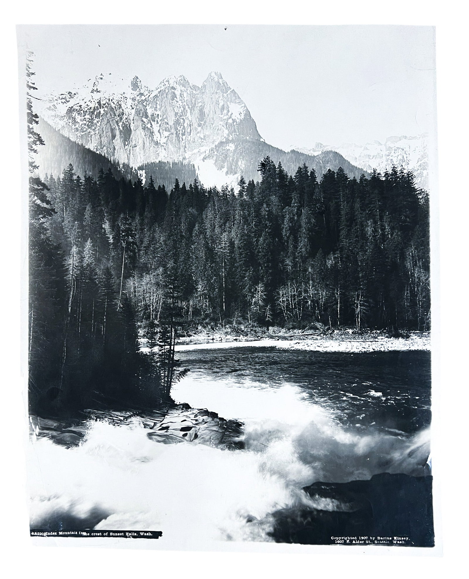 Darius Kinsey "Index Mountain in the Crest of Sunset Falls WA" 1907 Photograph - 2