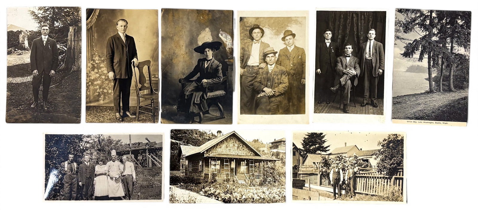 9pc Assorted Antique Photography Postcards: 9pc Assorted Antique Photography Postcards 3.5"x5.5" Largest. Condition varies.