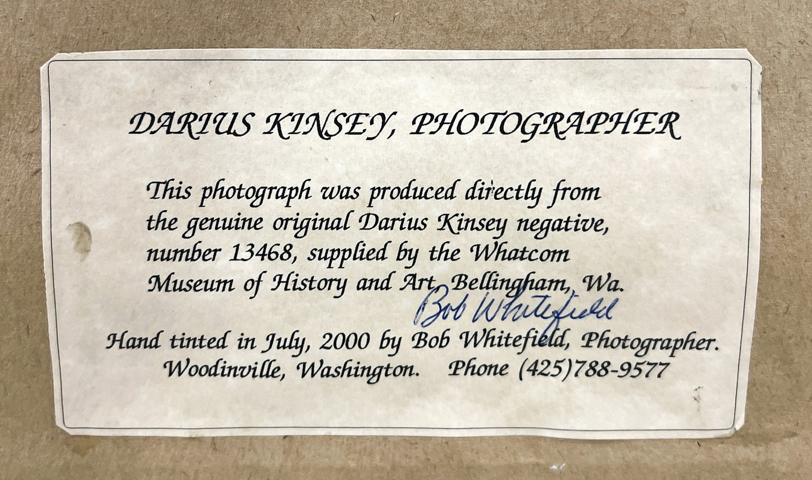 After Darius Kinsey "S.R.L. Co. Darrington" Tinted Photograph - 3