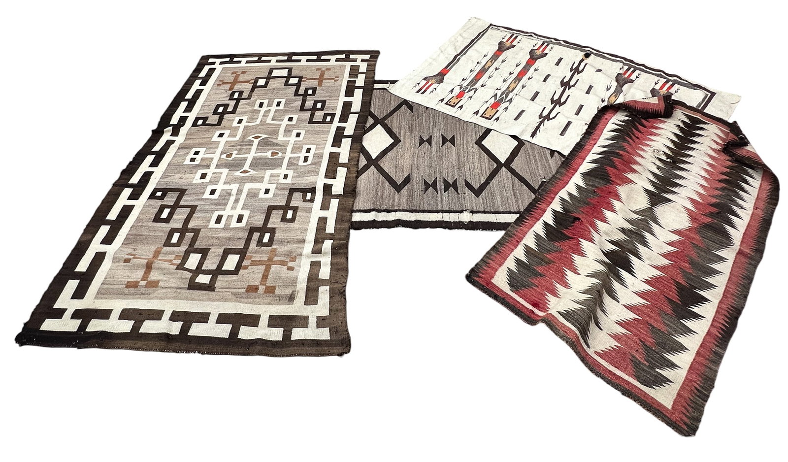 4pc Heavily Worn Flat Woven Rugs (1 of 1)