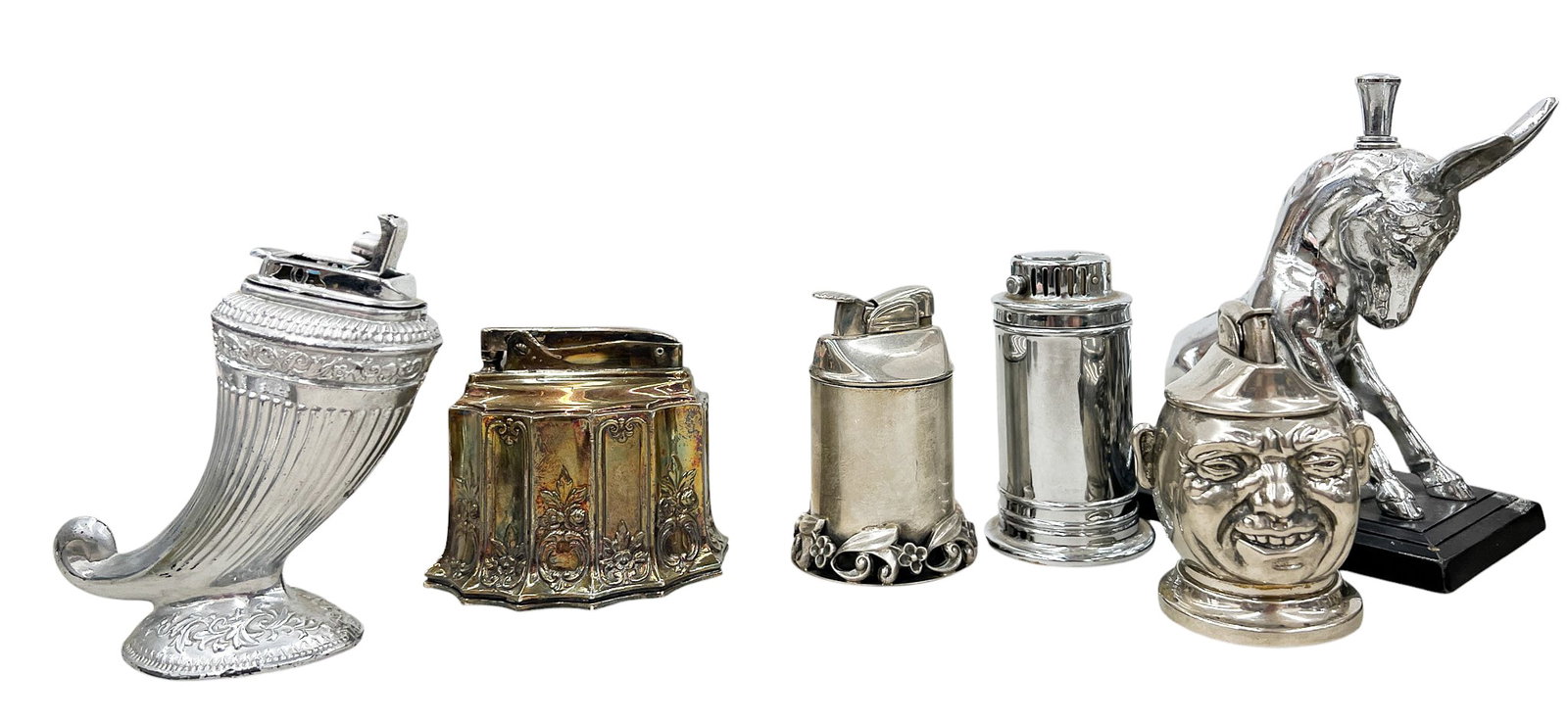 11pc Vintage Silver Plated Animal Table Top Lighters etc. - 3