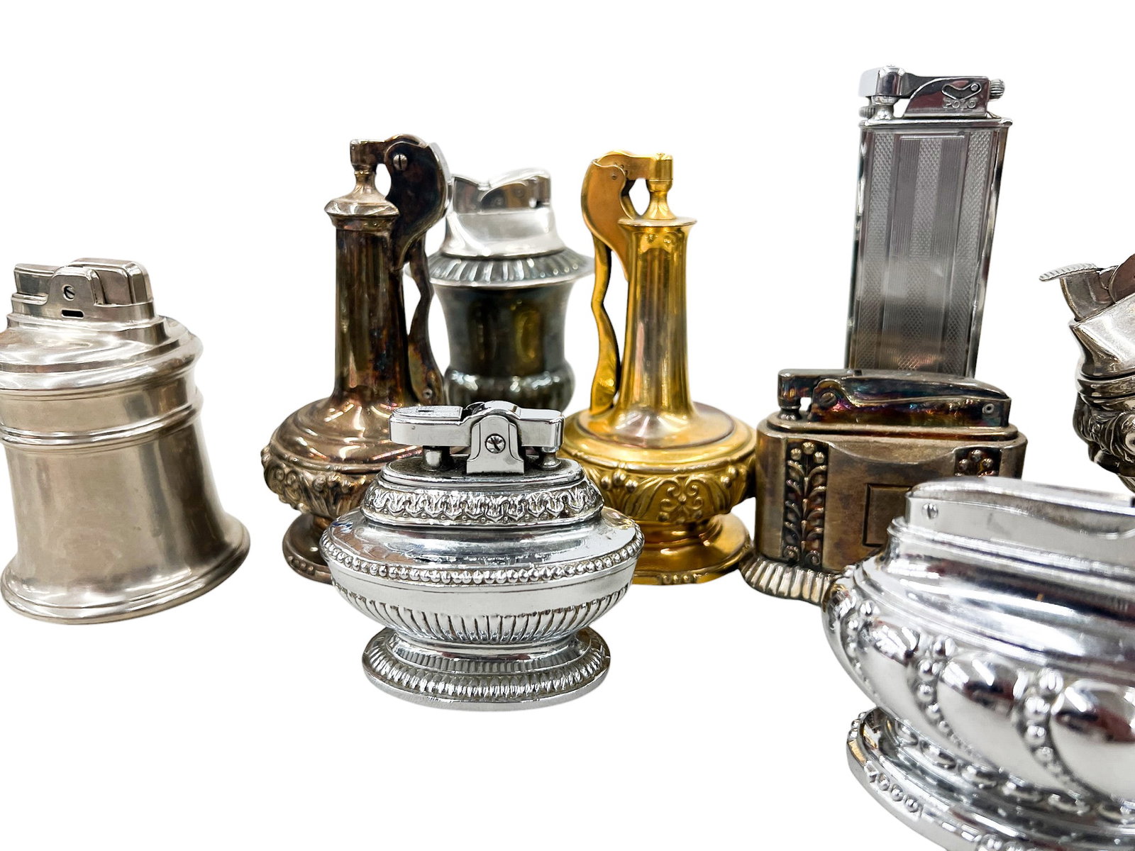 12pc Vintage Metal Plated Table Top Lighters - 3