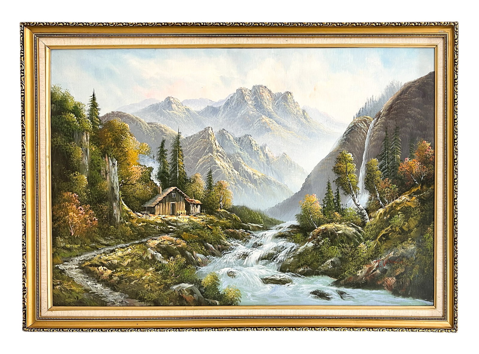 Artist Unknown "Mountain Cottage in Autumn" Oil on Canvas - 2