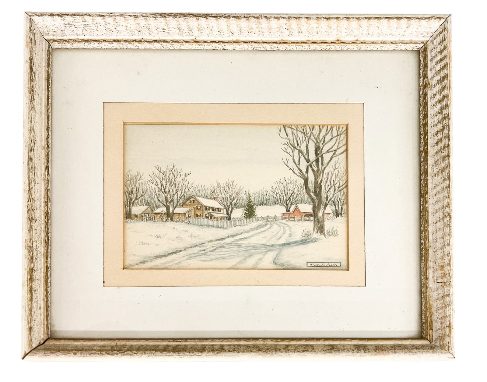 Rudolph Allen "House in the Snow" Watercolor on Paper - 2