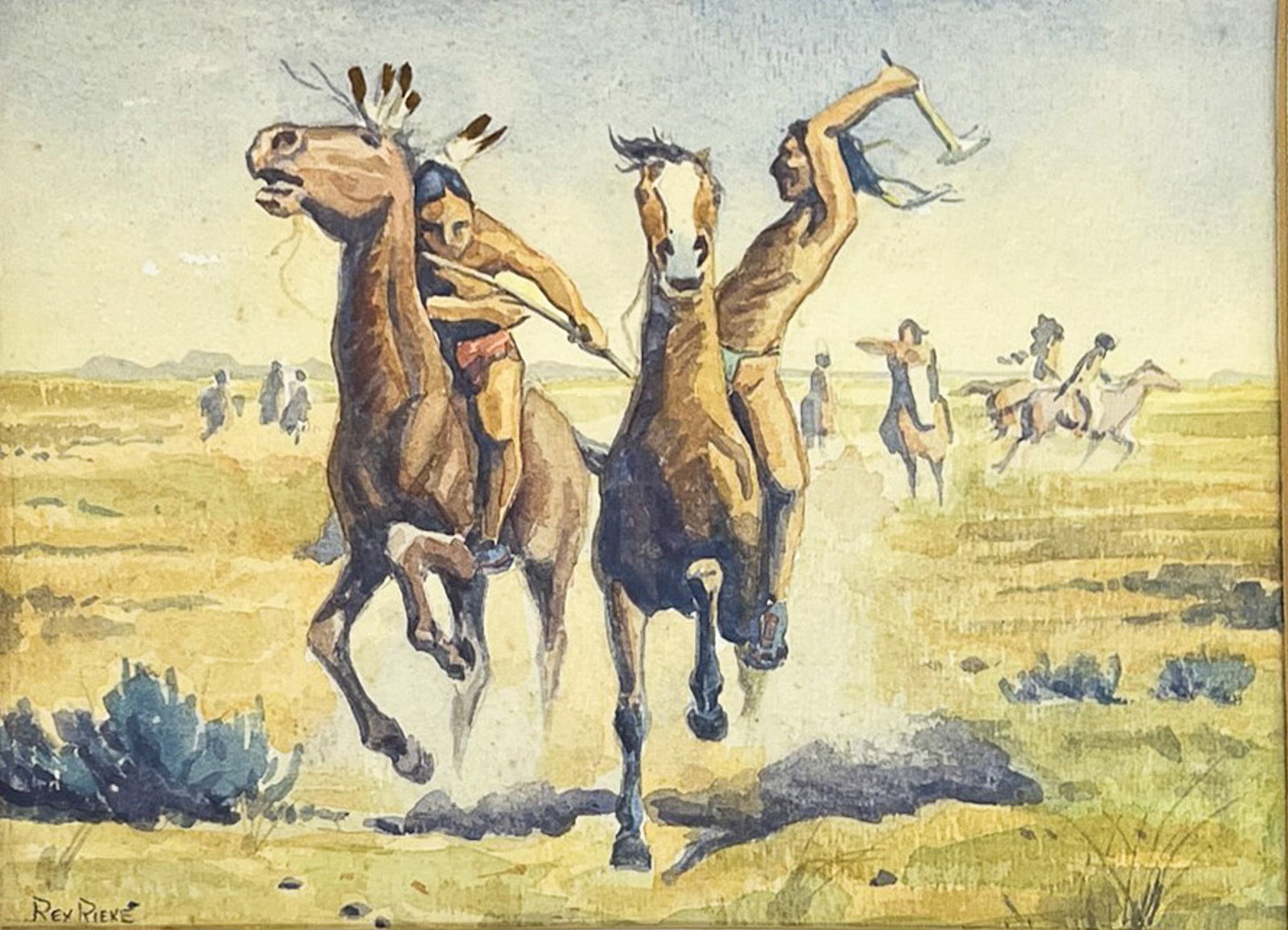 Rex Rieke "War Parties Meet" Watercolor on Paper - 2