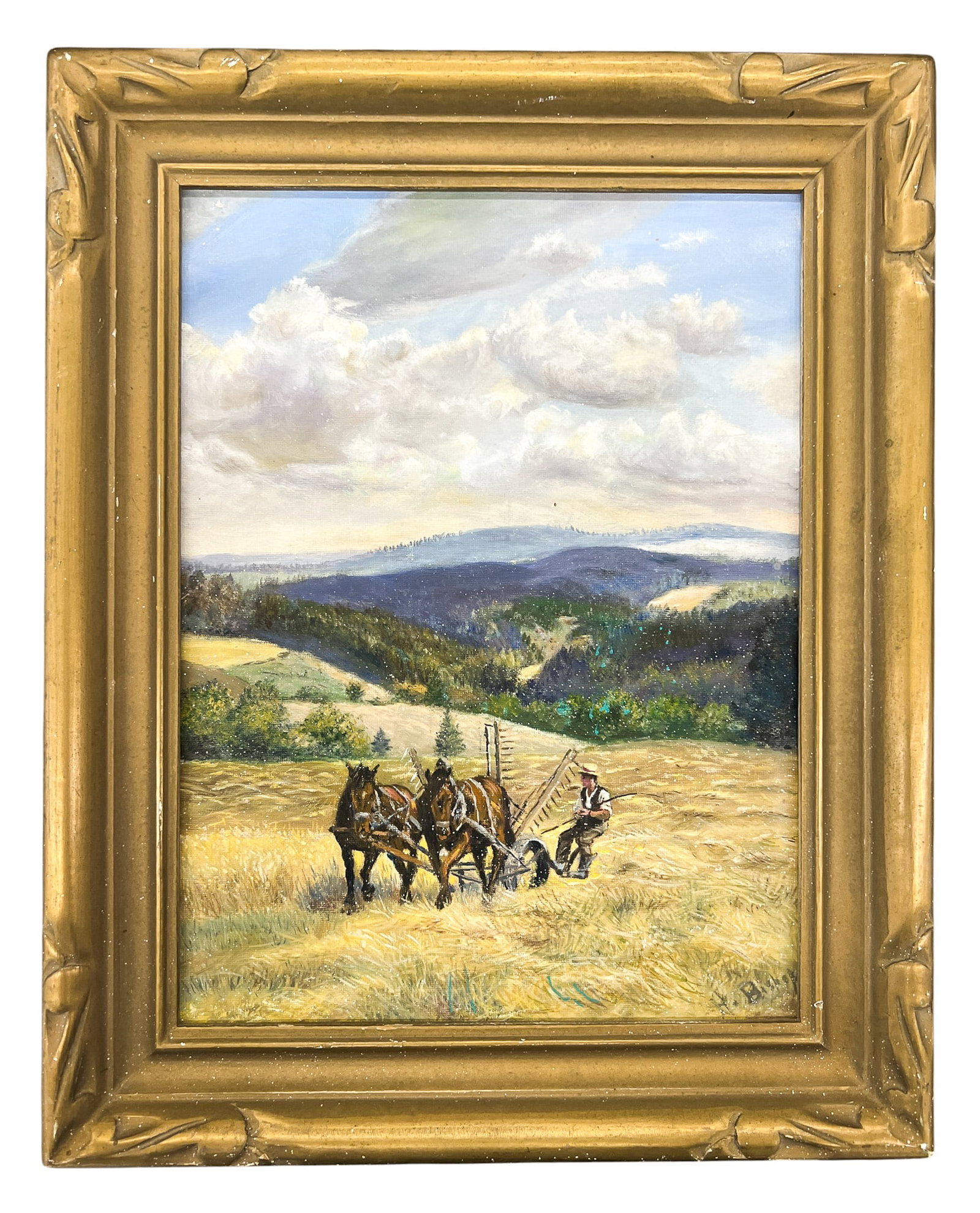Henry Bishop "Plowing" Oil on Board - 2