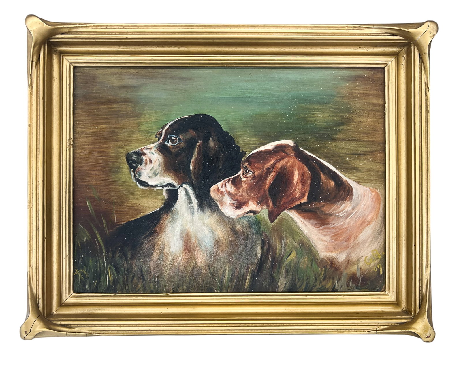 Artist Unknown "Perfect Pair" 1907 Oil on Board - 2