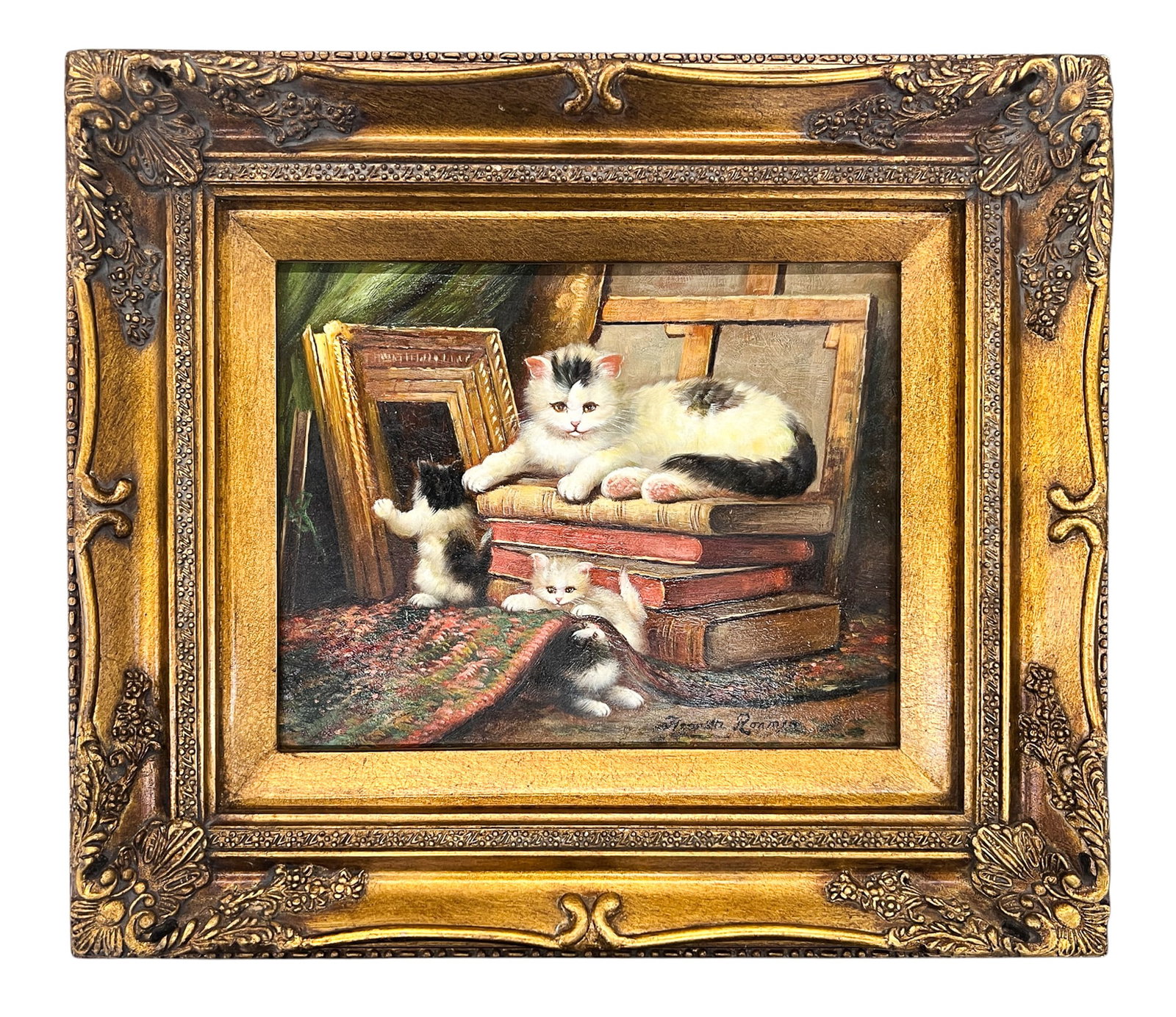 Henriette Ronner "Little Rascals" Oil on Board - 2
