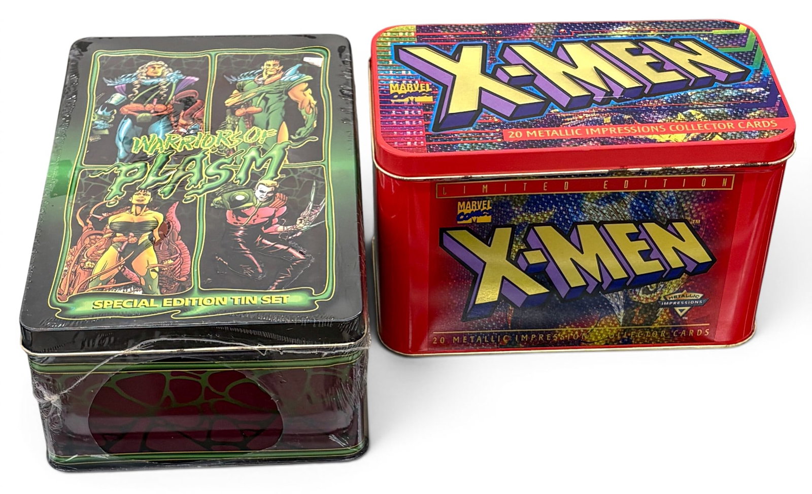2pc Warriors of Plasm & Marvel X-Men Collector Cards Tin Sets - 2