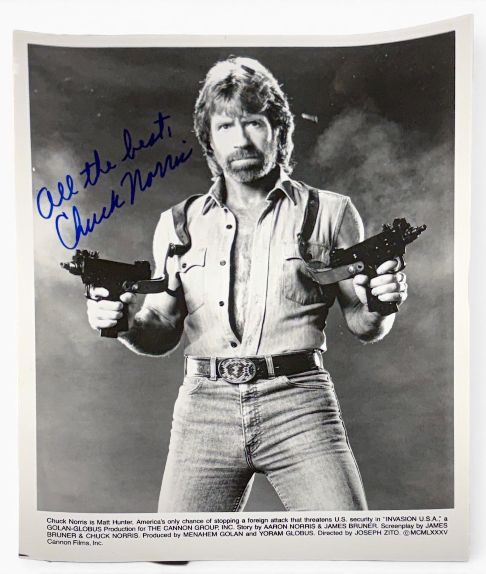 5pc Signed Chuck Norris, Fred Willard Photos etc. - 2