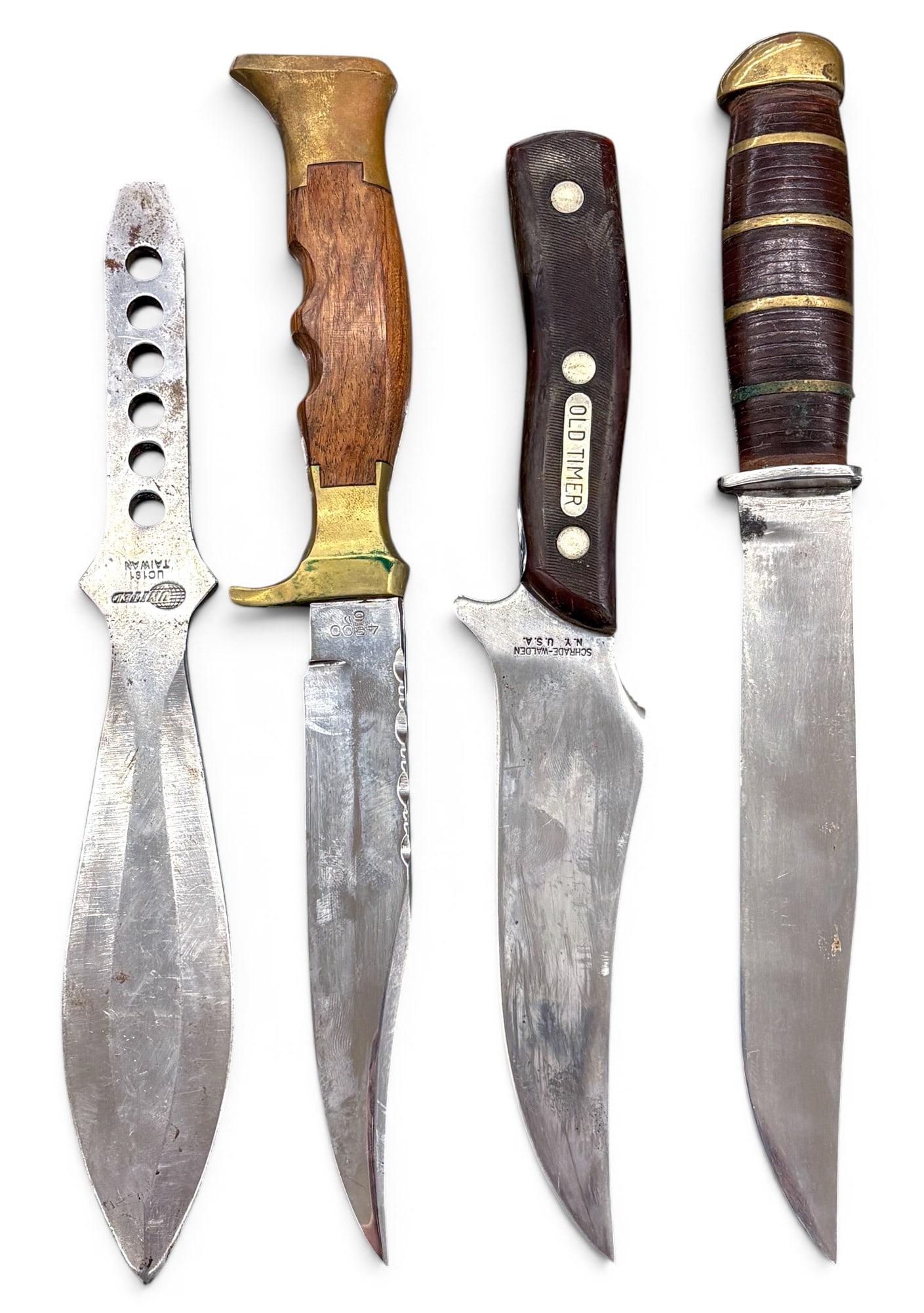 4pc Vintage Throwing & Bowie Knives with Sheaths - 2