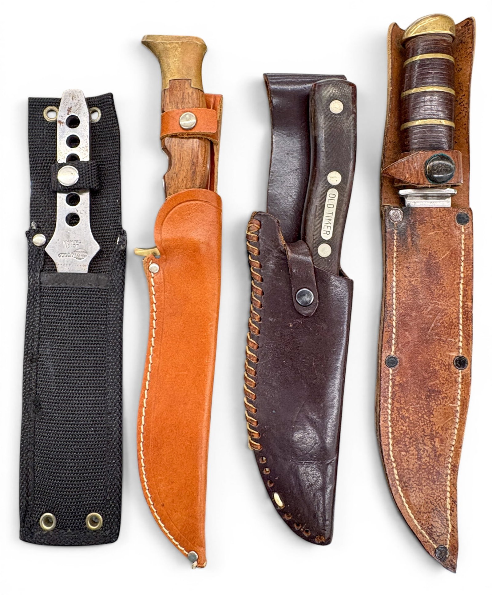 4pc Vintage Throwing & Bowie Knives with Sheaths - 3
