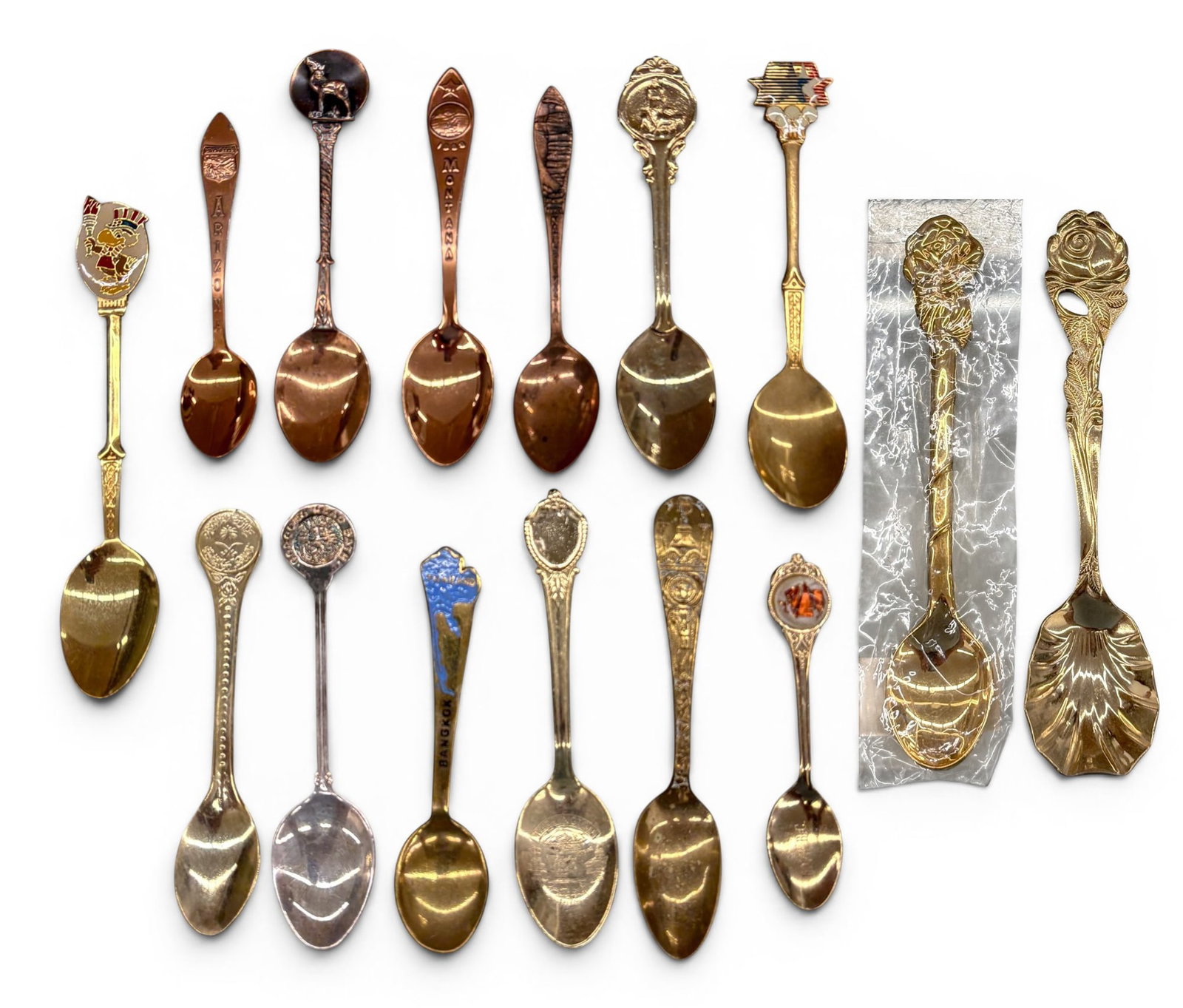 15pc Gold Plated Souvenir Spoons etc. - 2
