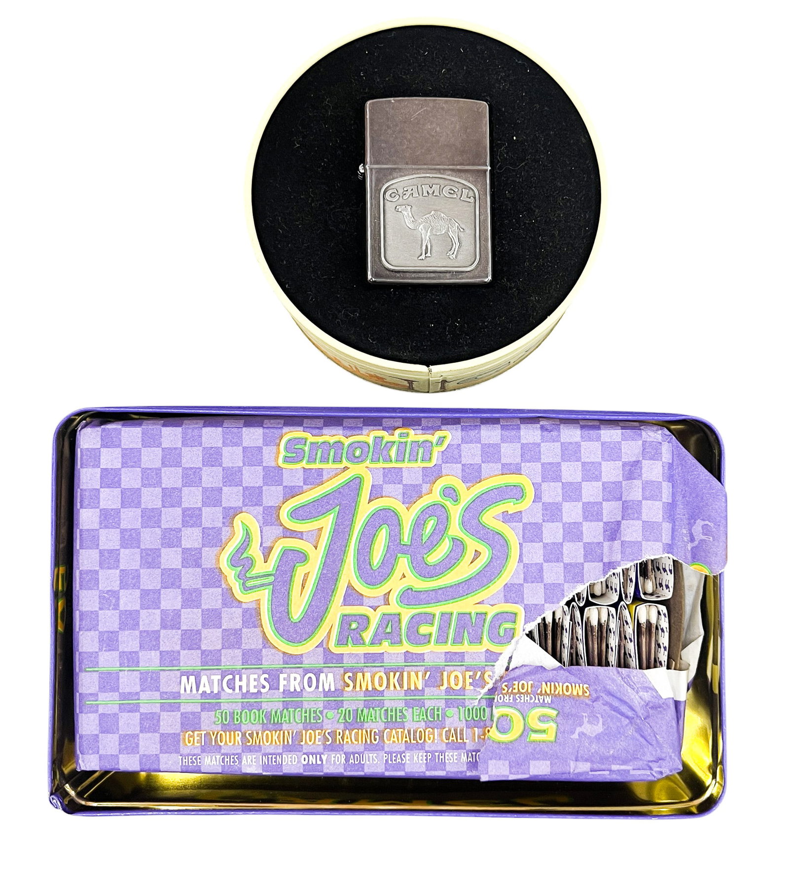 2pc '90s Edition Camel Lighter & Joe Camel Tin Match Set - 3