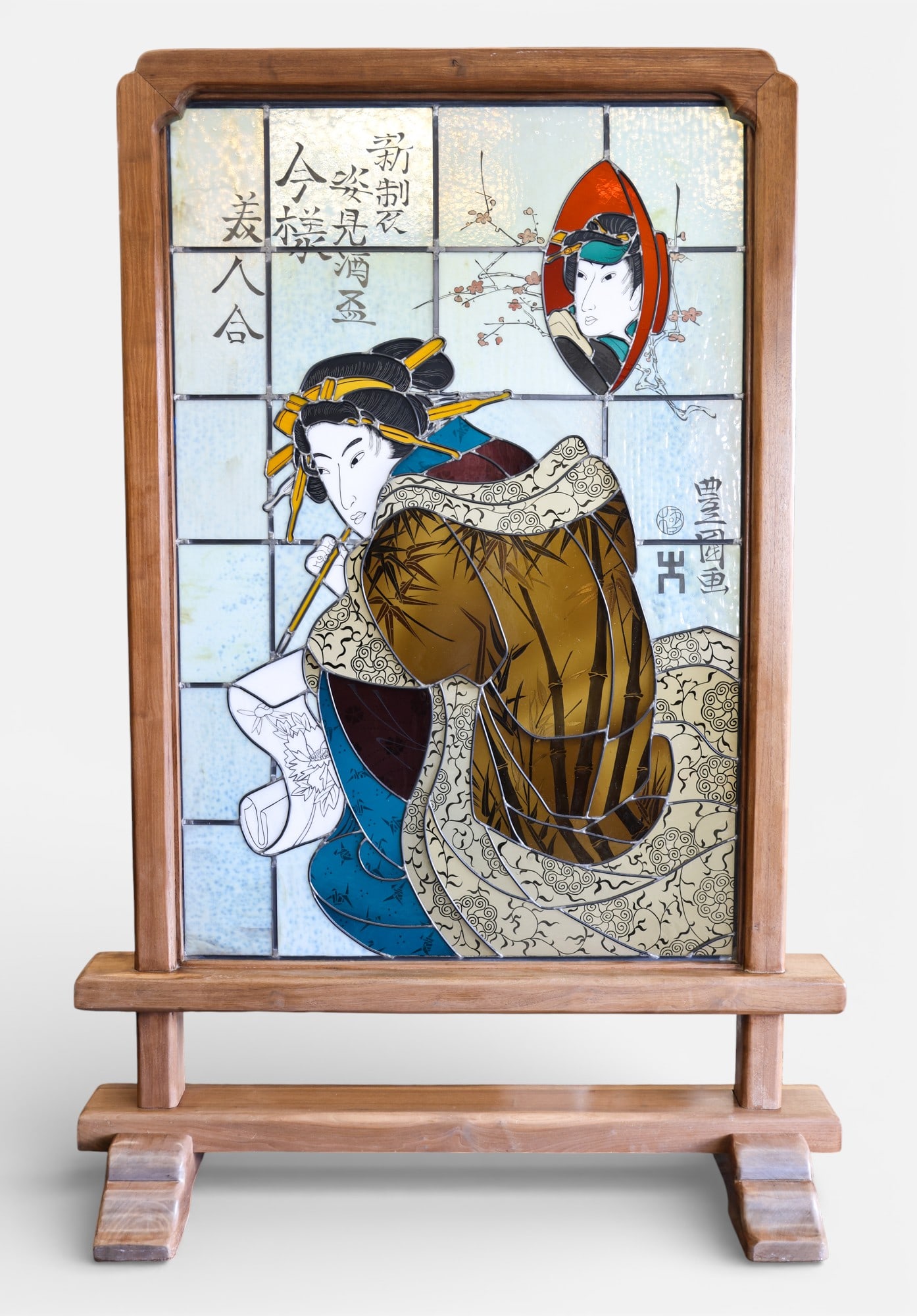 Cappy Thompson "Modern Beauty with Images in Sake Cup" 1977 Glass Room Screen (1 of 2)