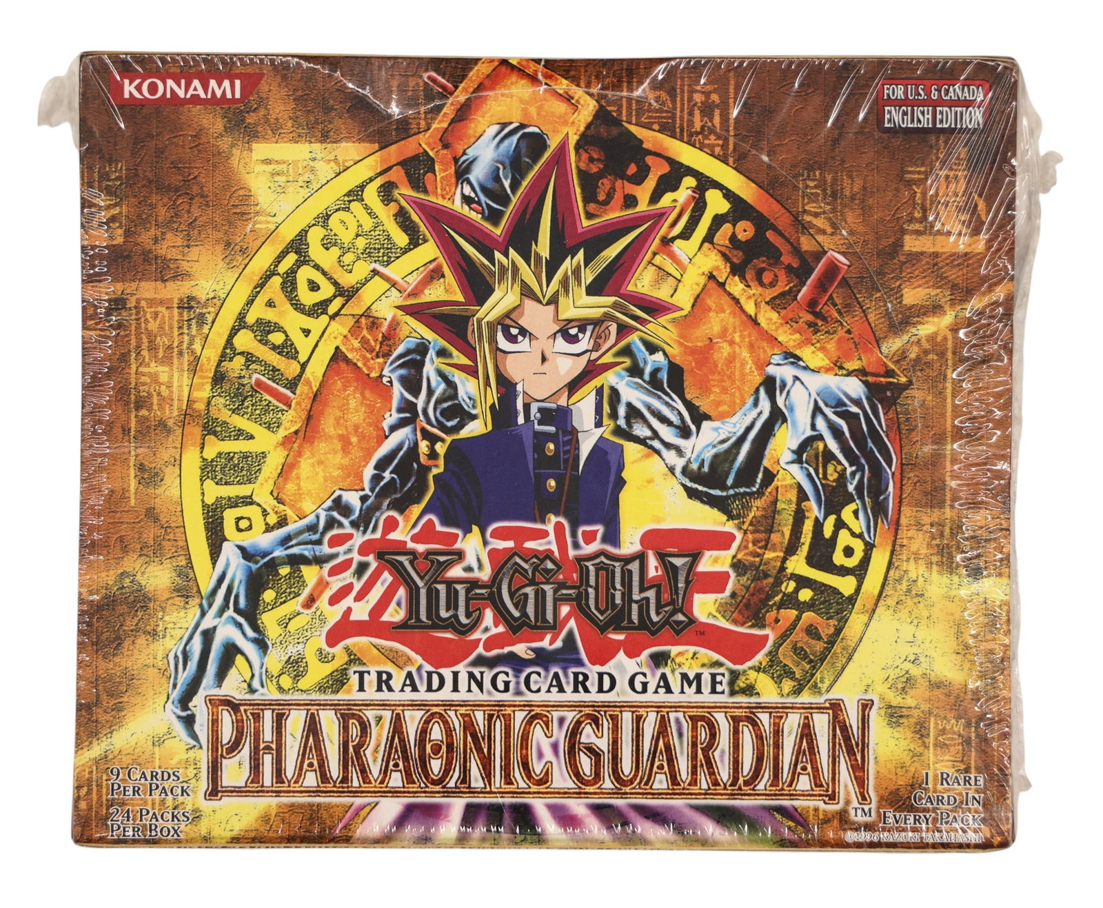 2003 Yu-Gi-Oh! Pharaonic Guardian Factory Sealed Booster Box: 2003 Yu-Gi-Oh! Pharaonic Guardian Factory Sealed Booster Box. It contains 24 packs with main hits being the Ring of Destruction, Don Zaloog, Nightmare Wheel, Spirit Reaper, and Mirage of Nightmare. Wr