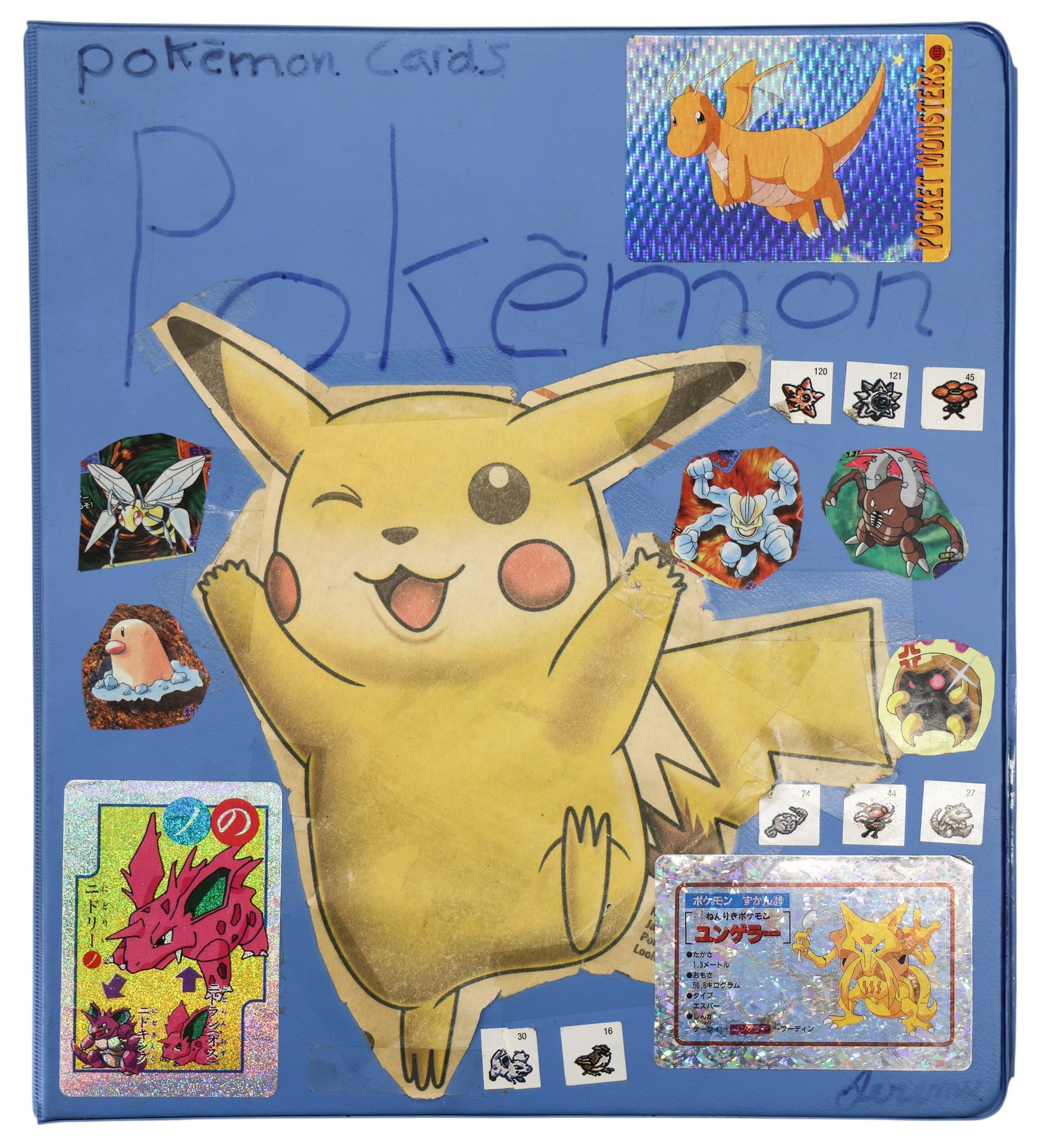 Approx.110 Vintage Pokemon WOTC Era Cards in Binder: Approx.110 Vintage Pokemon WOTC Era Cards in Binder. Includes base set, shadowless, jungle and fossil (including some japanese cards). One page of shadowless pikachu cards with some red cheek errors.