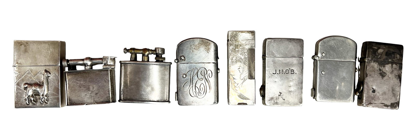 8pc Vintage Sterling, 925, 900 Silver Lighters 499g TW (1 of 1)
