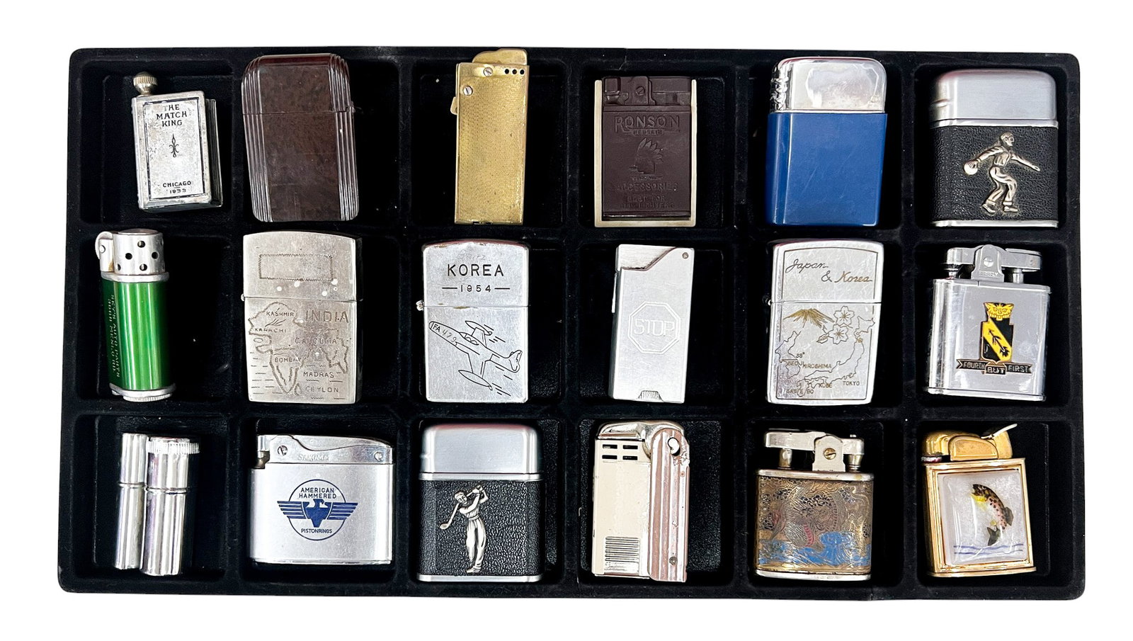 18pc Vintage Lighters & Strike Lighters etc. (1 of 1)