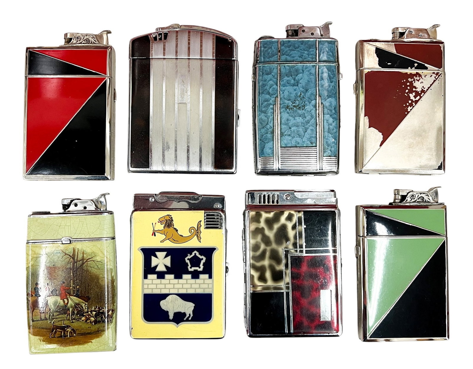 8pc Vintage Case Lighters: 8pc Vintage Case Lighters 4.5"x3.25" Largest. Brands include Evans, Radcliff, Ronson etc.