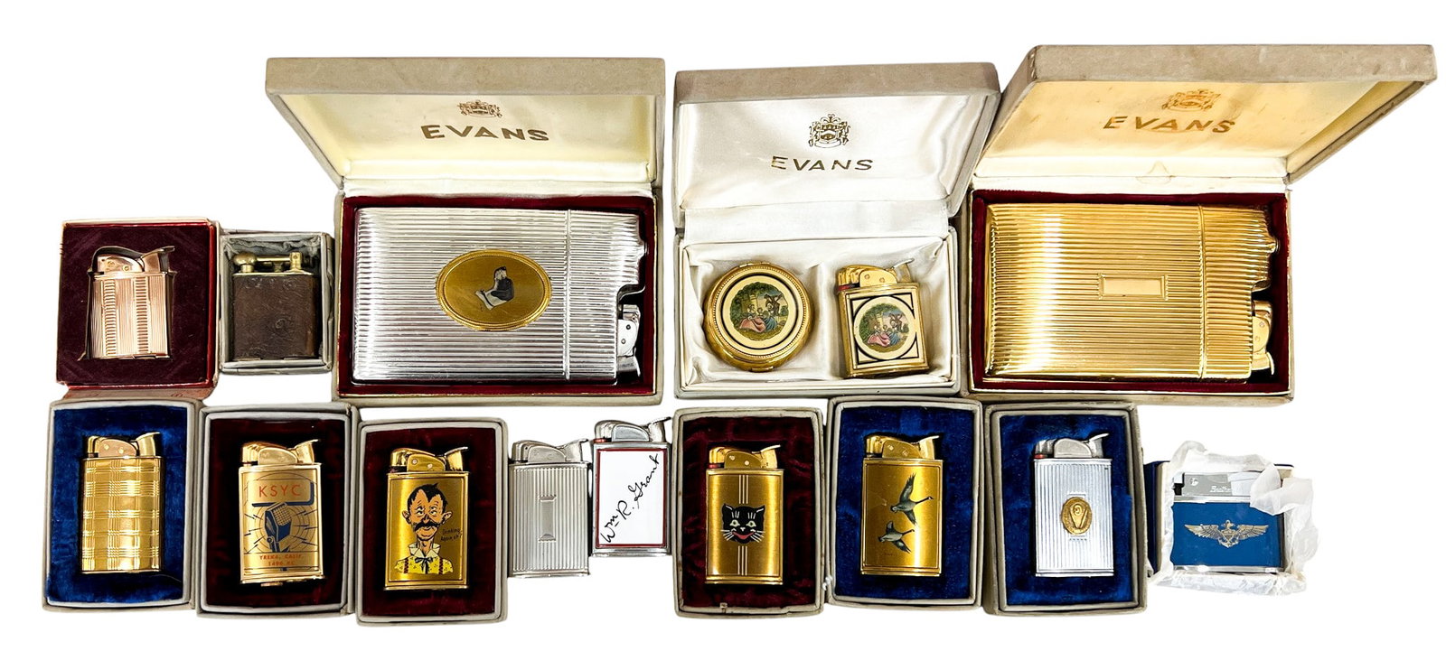 15pc Vintage Lighters & Case Lighters w Boxes etc. (1 of 1)
