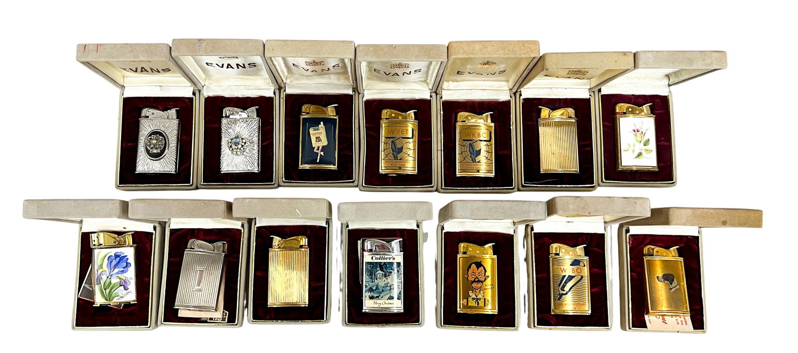 14pc Vintage Evans Lighters w Cases (1 of 1)