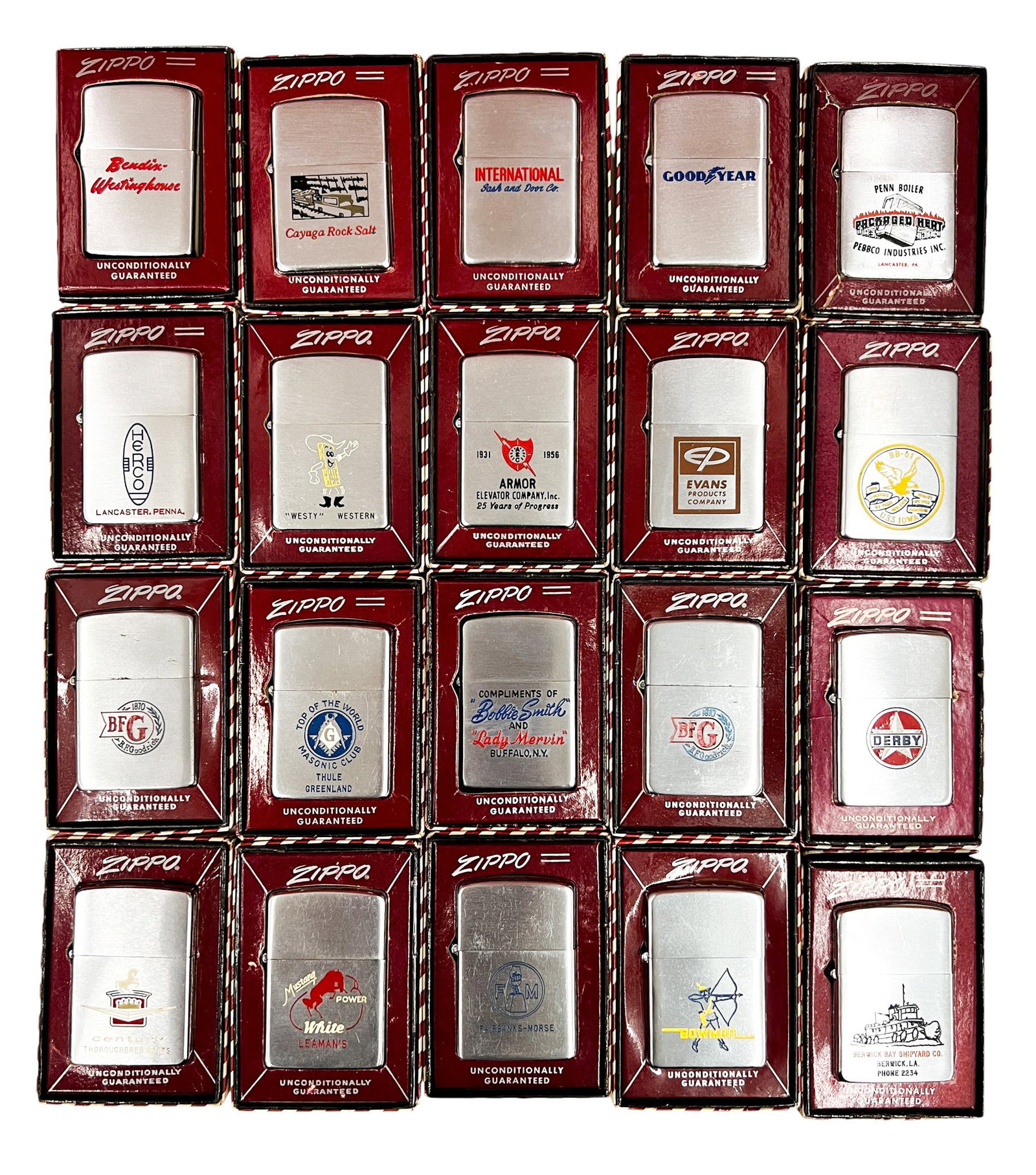 20pc Vintage Corporate Zippo Lighters w Boxes etc. (1 of 1)