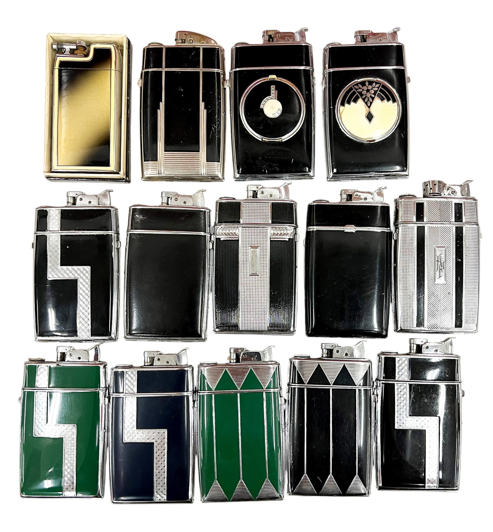 14pc Vintage Evans & Golden Wheel Case Lighters (1 of 1)