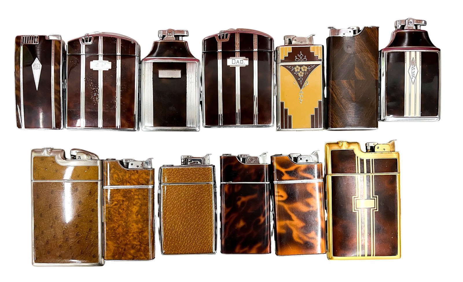 13pc Vintage Evans Case Lighters etc.: 13pc Vintage Evans Case Lighters etc. 5"x3" Largest