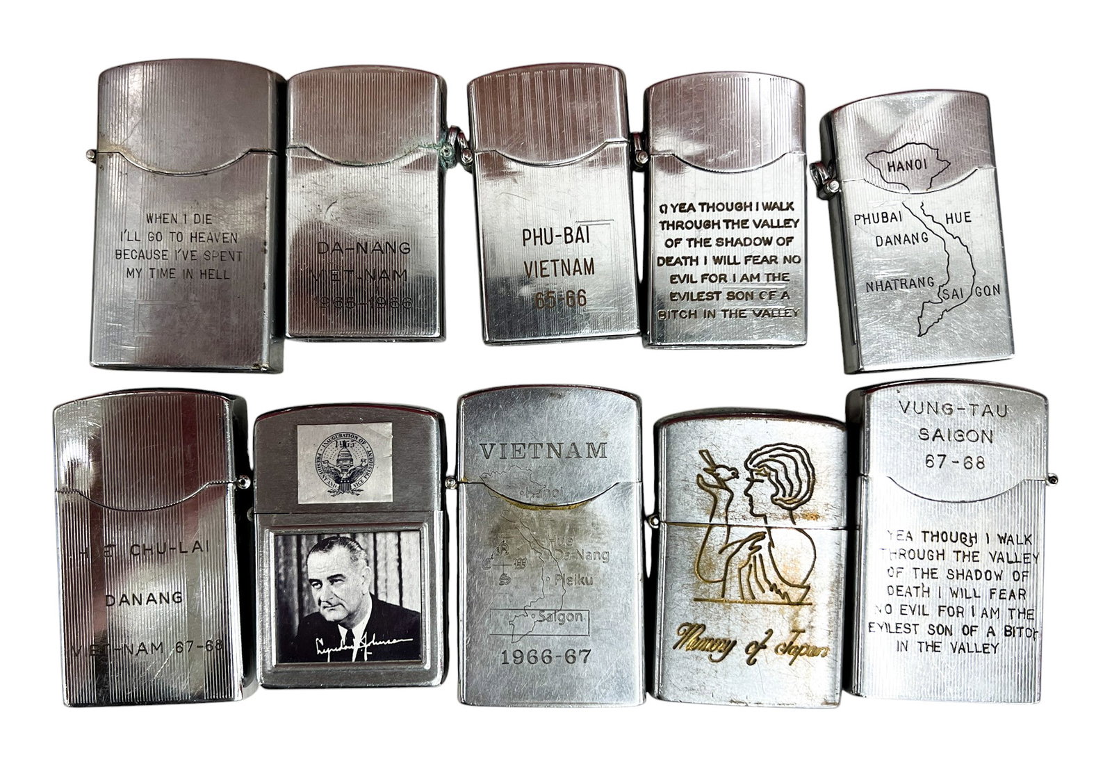 10pc Vintage Vietnam War Lighters etc. (1 of 1)