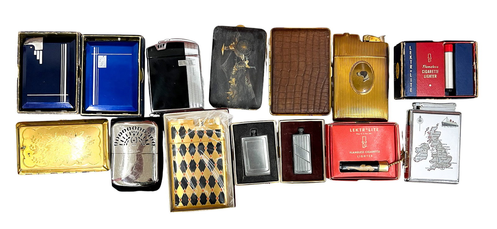 14pc Vintage Cigarette Cases & Case Lighters etc. (1 of 1)